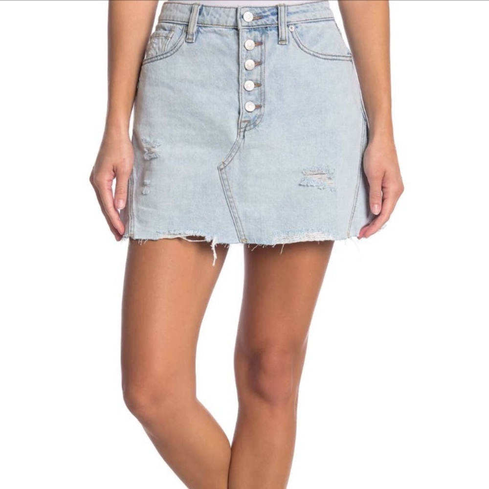 Free People Denim A-Line Mini Skirt